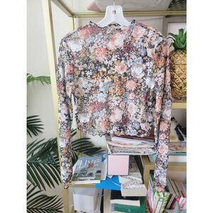 BNWOT Black Sheer Floral Crop Top